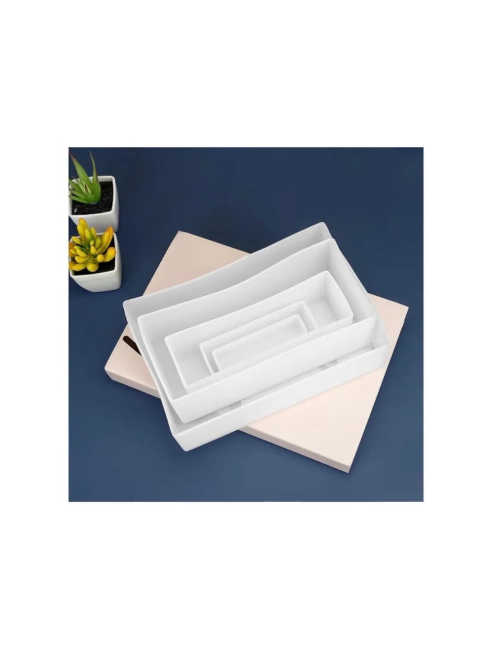 NEW QWORK Large Resin Molds 5 PCS Rectangle Silicone Epoxy Resin Deep Casting